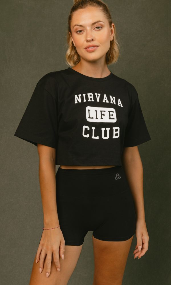 Crop Darted Tee Varsity Print